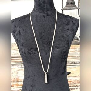 White House Black Market Reversible Pendant Necklace, Silver Tone